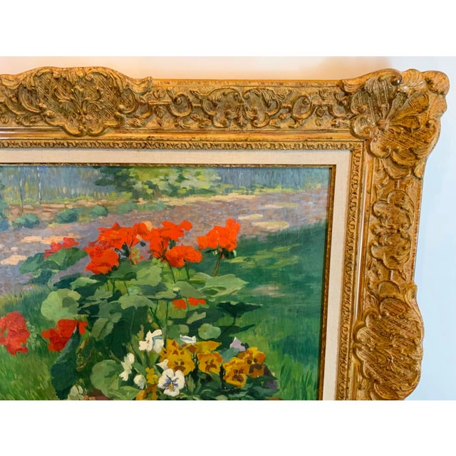 Green Early 20th Century French Floral Still Life Oil Painting by Emile Baudoux, Framed For Sale - Image 8 of 13