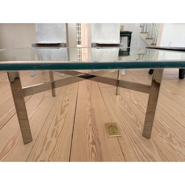 Vintage Glass and Chrome Cocktail Coffee Table For Sale - Image 4 of 10