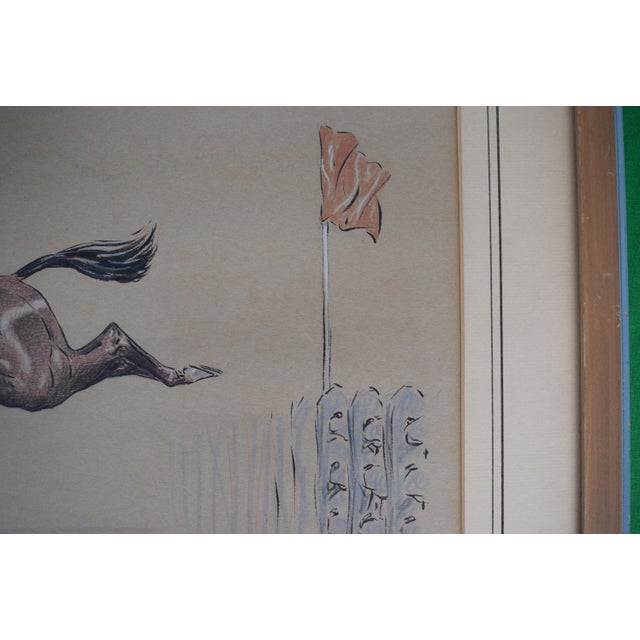 Freddie Thomas the First Rider to Win the New Jersey Hunt Cup Twice Quickens the Pace at the 25th Fence and Goes on to Win 1931 Gouache by Paul Brown For Sale - Image 4 of 7