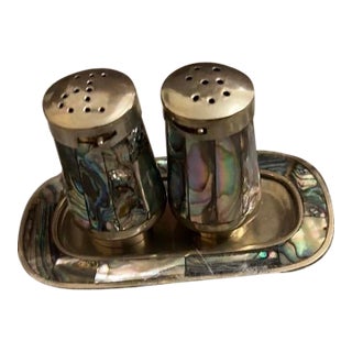 Vintage Mexican Alpaca Silver-Tone Salt and Pepper Shaker Set For Sale