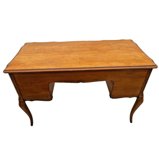 1960s Vintage French Desk By: California Furniture Shops Ltd. Five Carved Drawers For Sale - Image 5 of 14