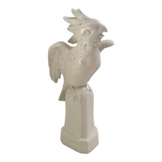 Vintage White Glazed Ceramic Parrot For Sale