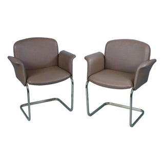 Pair of MCM Brass Arm Chairs For Sale
