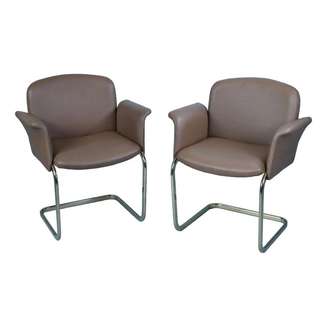 Pair of MCM Brass Arm Chairs For Sale