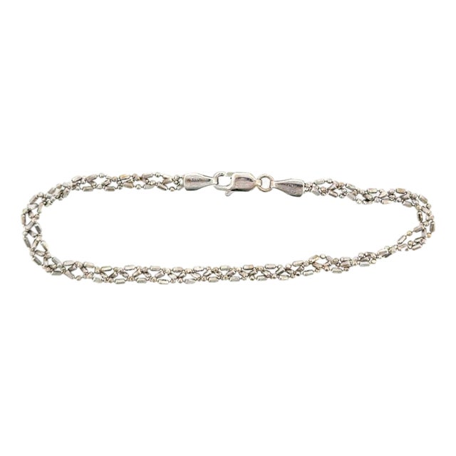 18kw Diamond Cut Bead and Bar Braided Bracelet For Sale