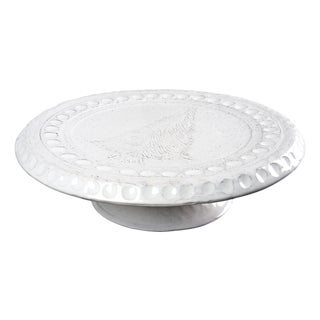 Christmas Cake Stand/Plate, White with Etched Tree For Sale