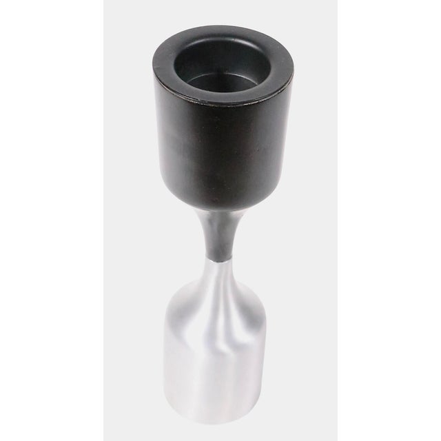 Mid 20th Century Danish Modern Stainless Steel and Black Ebonized For Sale - Image 4 of 6