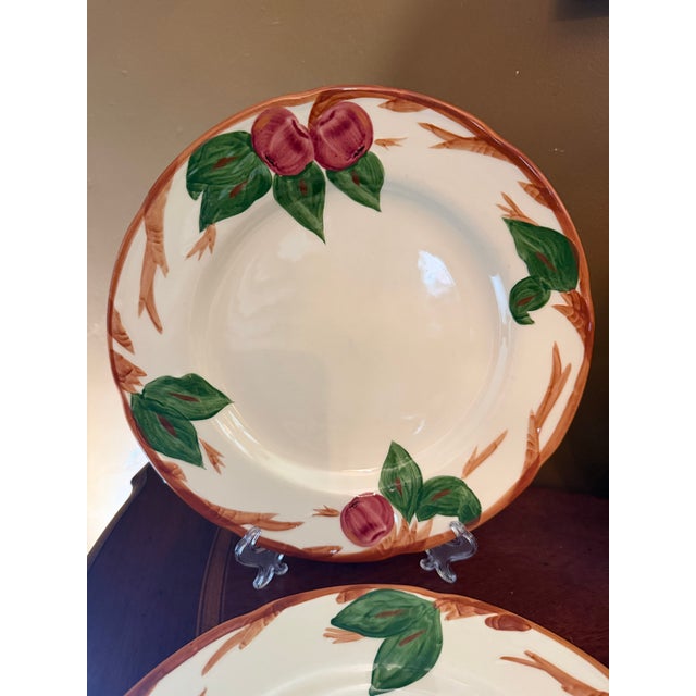 1980s Franciscan Apple Dinner Plate England Backstamp Hand Painted 10 5/8" - Set of 6 For Sale - Image 6 of 9