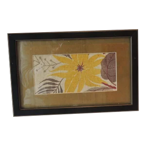 Vintage Framed French Printed Textile Fragment on Wood Frame