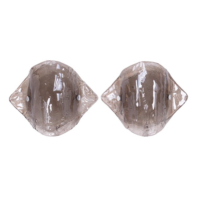 Large Smoke Murano Glass Wall Lights from Kalmar, 1960s, Set of 2 For Sale