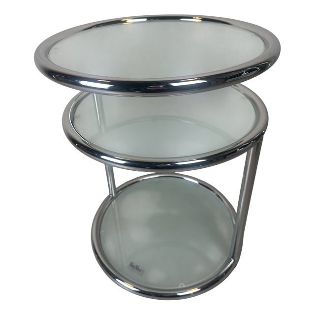 Vintage Italian Side Table in Chrome and Glass, 1980s For Sale