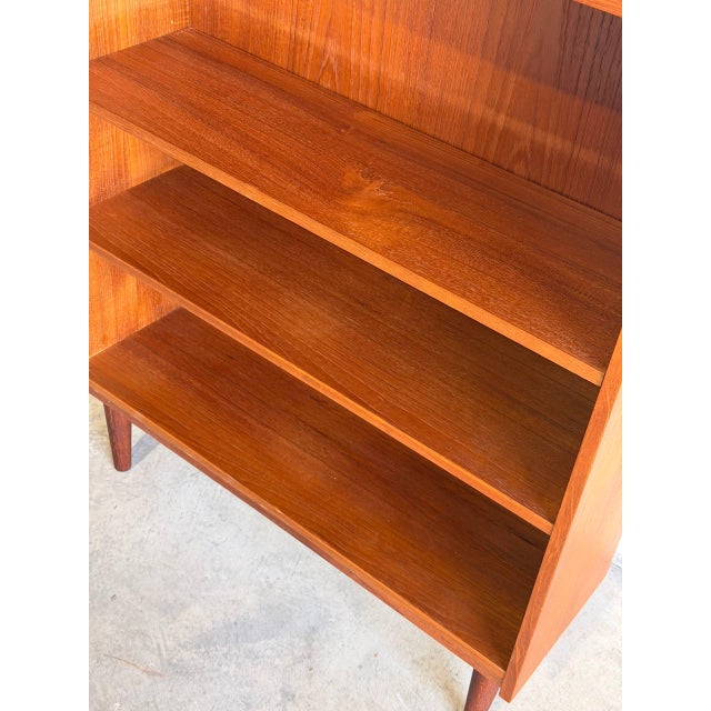 Brown Vintage Danish Teak Bookcase Scandinavian Modern Open Shelf Cabinet For Sale - Image 8 of 10