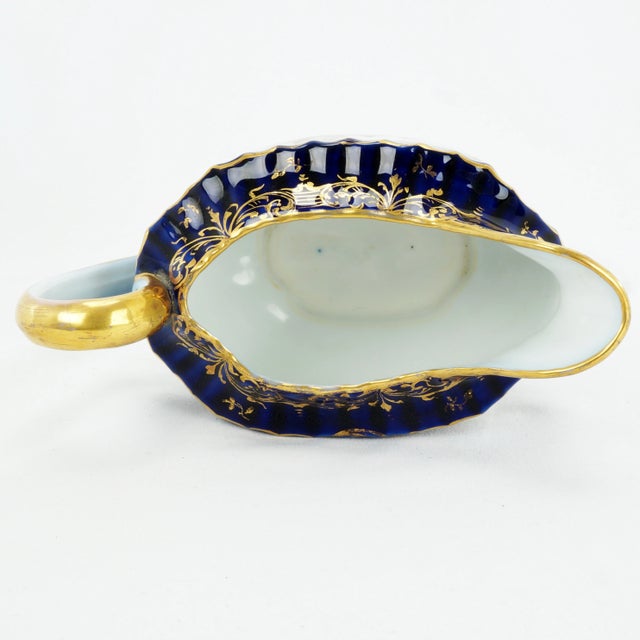 Antique German Richard Klemm Dresden Cobalt Blue Gold Courting Couple Creamer Sugar Set For Sale - Image 13 of 15