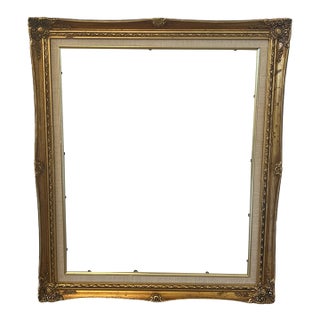 Vintage Ornate Gilt Wood Picture Frame With Linen Liner For Sale