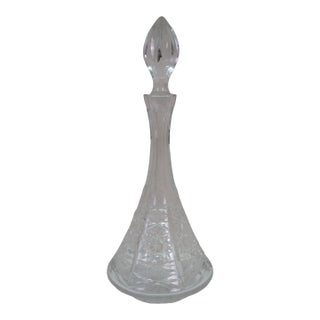 Vintage American Brilliant Cut Crystal Liquor Wine Bar Bottle Decanter For Sale