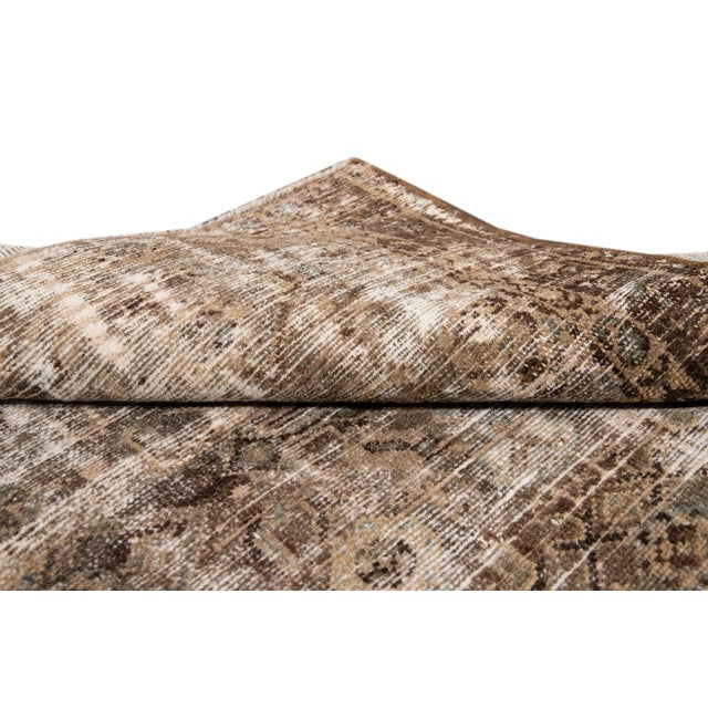 Early 20th Century Vintage Distressed Square Wool Rug For Sale In New York - Image 6 of 7