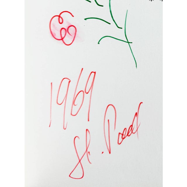 Marc Chagall, Drawing with Flowers, 1969, Ink on Paper For Sale - Image 4 of 7