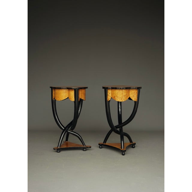 Italian Burl and Birch Wood Side Tables, 1950s, Set of 2 For Sale - Image 3 of 18