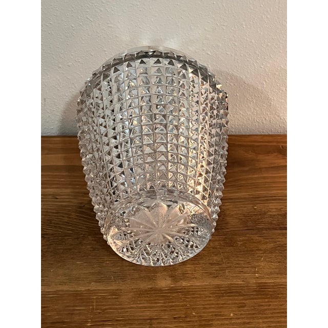Chrome Vintage Cut Crystal Cocktail Ice Bucket With Chrome Swing Handle For Sale - Image 8 of 13