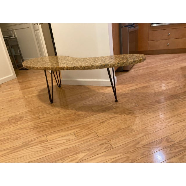 Plastic 1950s Mid Century Stone and Resin Kidney Table For Sale - Image 7 of 12