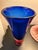 Kosta Boda, signed "Goran Warff art glass vase in the "Zoom" pattern. This amazing heavy glass vase has a dark cobalt blue...