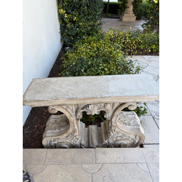 Beautiful solid carved stone console bases in a classic Italianate / Baroque style. features deep acanthus leaf carving,...