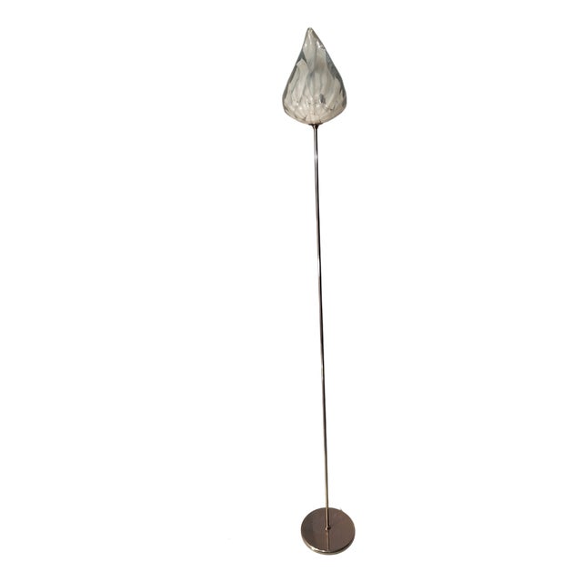 Leaf Floor Lamp in Transparent and White Murano Glass from La Murrina, 1980s For Sale