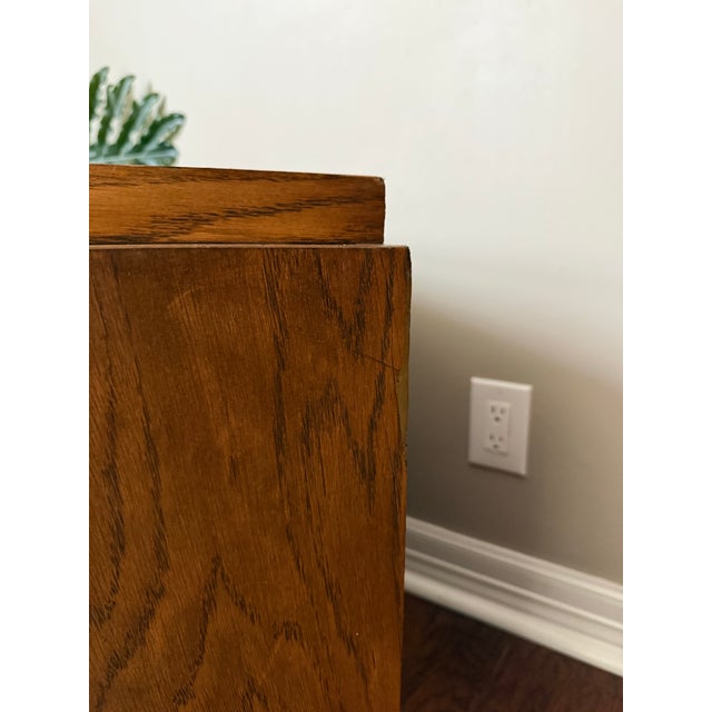 Vintage Lane Staccato Brutalist Mid Century Oak Nightstand For Sale - Image 11 of 12