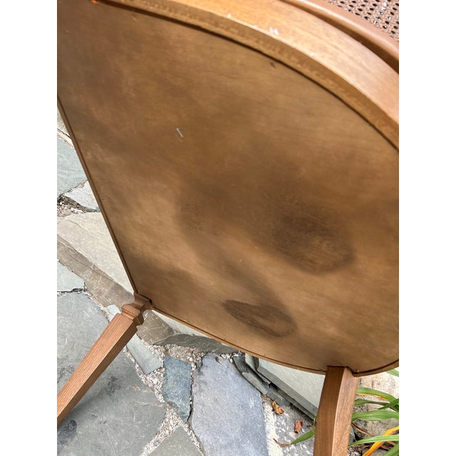 Goldenrod 1960s Cane Tub Chair in Vibrant Marigold Slub Velvet - Rare Finished Seat Deck For Sale - Image 8 of 11