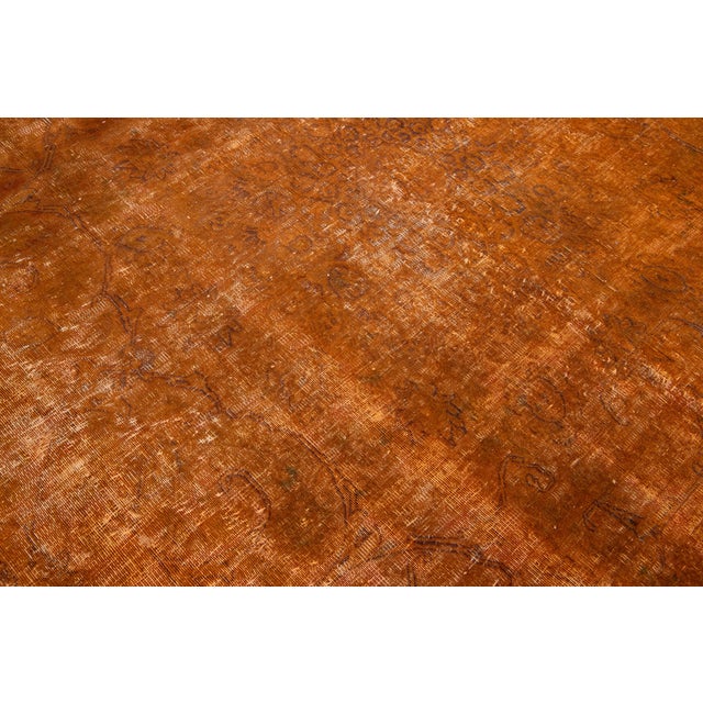 Allover Designed Antique Persian Overdyed Wool Rug in Orange For Sale - Image 10 of 11
