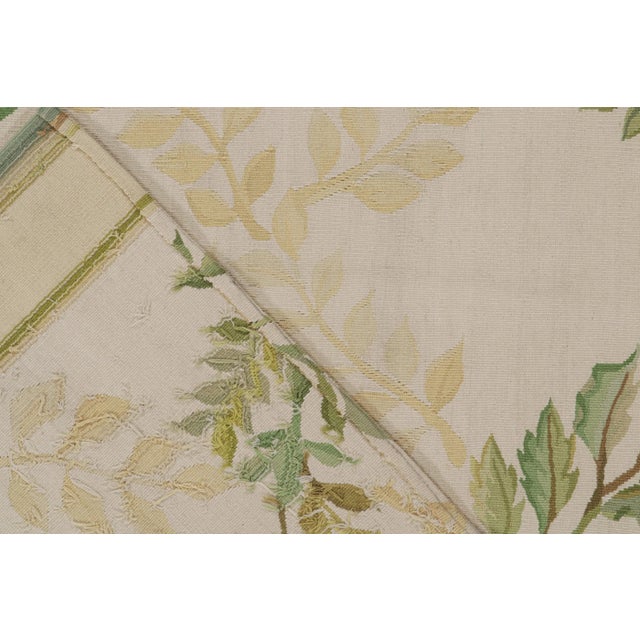 Textile Rug & Kilim’s Tudor Style Flatweave Runner in Cream and Green Floral Patterns For Sale - Image 7 of 7