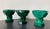 Glass Art Deco Green Malachite Geometric Glass Pedestal Master Salt Cellars or Egg Cup Holders- Set of 6 For Sale - Image 7 of 11