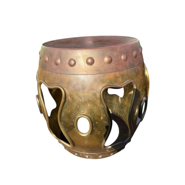 Quick Hits: Mid-20th-century Asian garden stool Handcrafted in brass and copper with an aged, unpolished finish Sculptural...