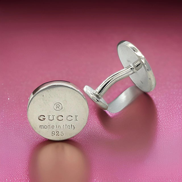 Gucci 1990s Gucci Estate Cufflinks Sterling Silver, 2 pieces For Sale - Image 4 of 8