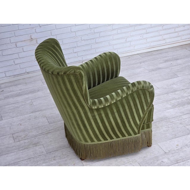 Danish Armchair in Green Furniture Velour, 1960s For Sale - Image 13 of 18