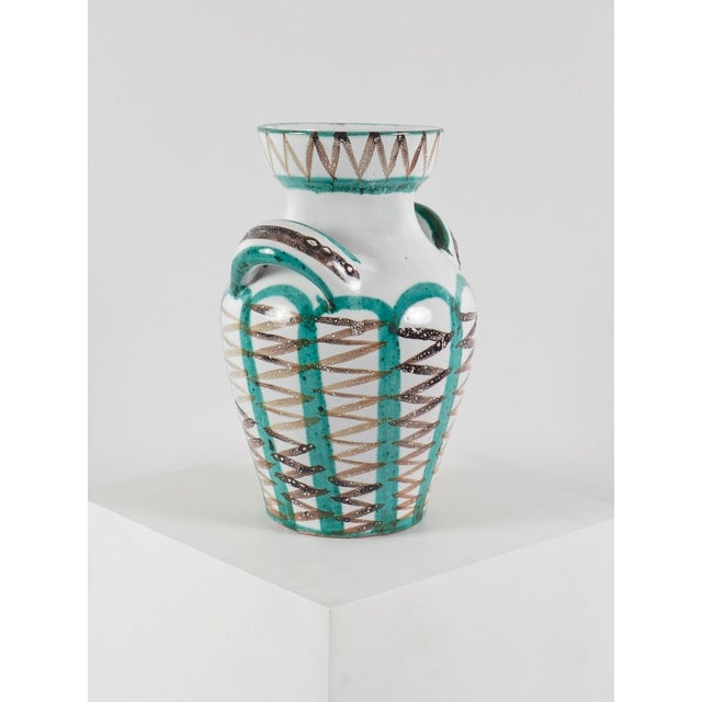 1950s Large Mid-Century Ceramic Vase with Handles by Robert Picault, France, 1950 For Sale - Image 5 of 10