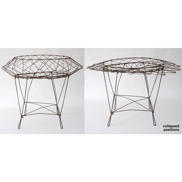 Industrial Vintage Collapsible Metal Wire Laundry Basket For Sale - Image 3 of 15