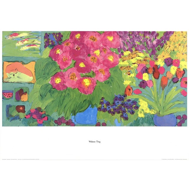 1990s 1993 Walasse Ting 'Still-Life with Pink Cat' Contemporary Offset Lithograph For Sale - Image 5 of 5