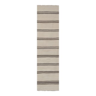 Vintage Brown Striped Turkish Kilim Runner For Sale