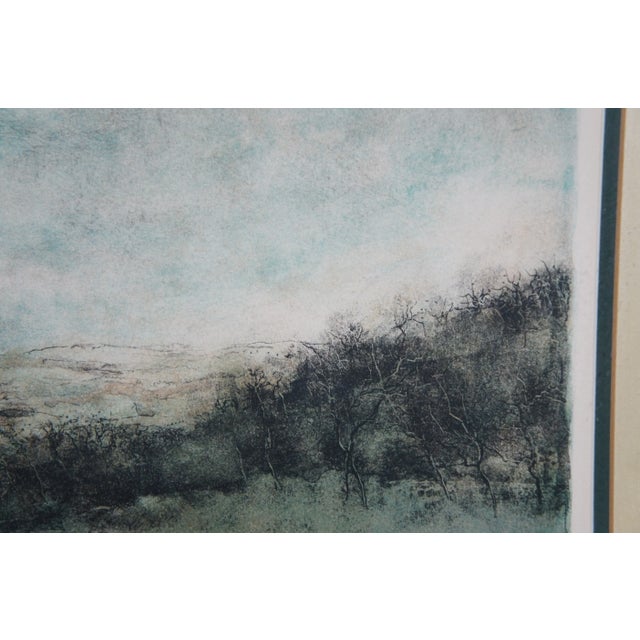 1970s Bernard Gantner Reflets French Country Farmhouse Landscape Lithograph Print 30" For Sale - Image 5 of 11