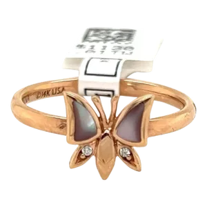Kabana 14k Rose Gold Diamond Mop Butterfly Ring