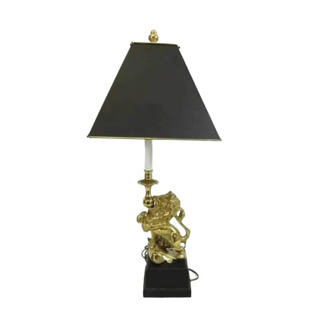 Vintage French Brass Figural Prancing Lion Table Lamp For Sale - Image 10 of 10