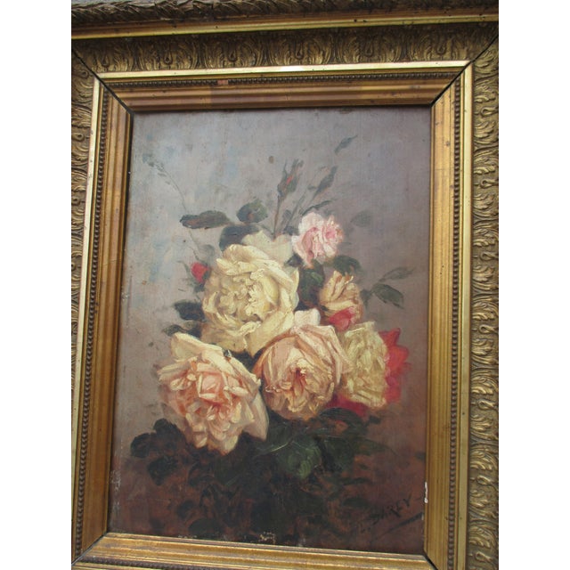 Beaux-Arts Rose Bouquets Paintings by Louis Darey -- A Pair of 2 For Sale - Image 3 of 9