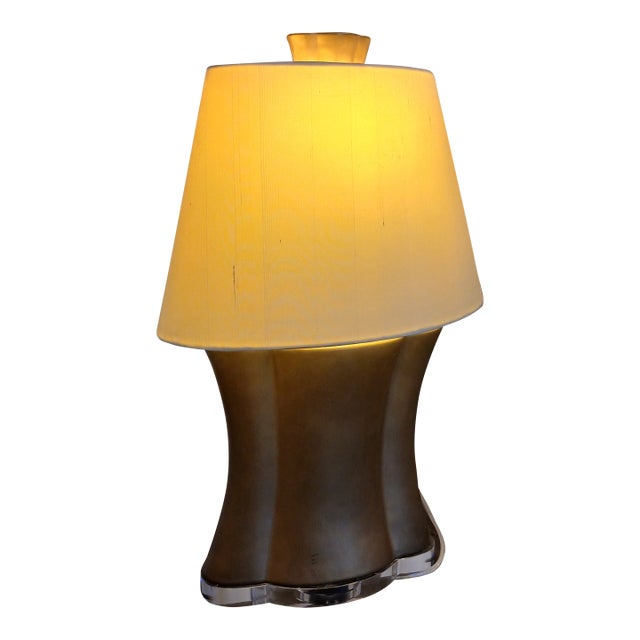 Roger Thomas Collection by Studio a Table Lamp — Gold Leaf Resin Body With Lucite Base For Sale