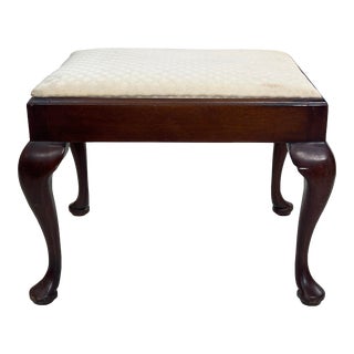 Vintage Queen Anne Style Mahogany Stool For Sale