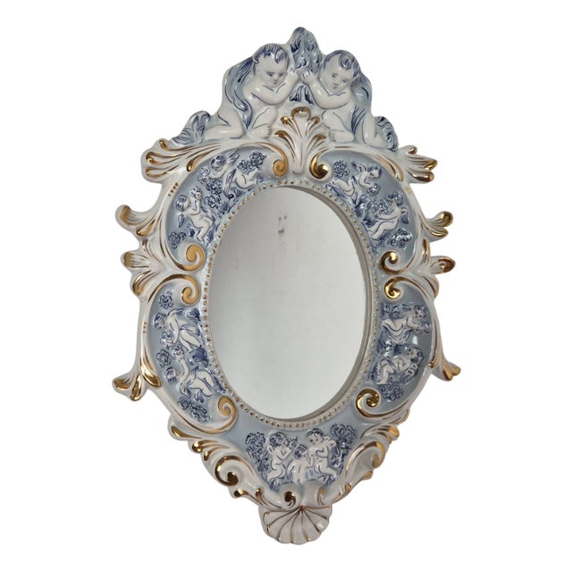 Mid-Century Porcelain Mirror from Capodimonte, Italy, 1960s For Sale
