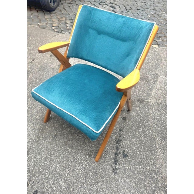 Blue Nordic Armchair from Dal Vera, Italy, 1950s For Sale - Image 8 of 8