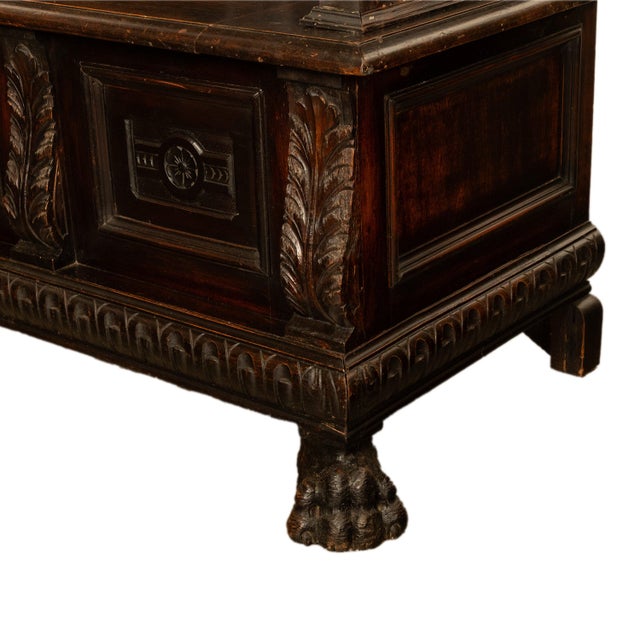 Antique 19th Century Italian Renaissance Revival Carved Hall Bench Storage Settle 1880 For Sale - Image 15 of 15