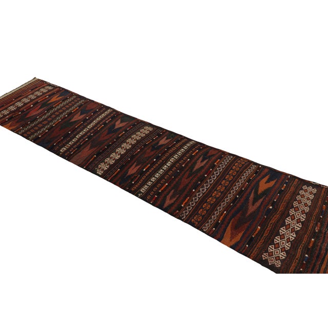 Rug & Kilim Rug & Kilim’s Contemporary Kilim Runner Rug With Polychromatic Geometric Stripes For Sale - Image 4 of 7