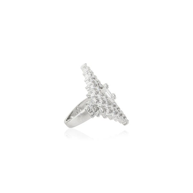 Not Yet Made - Made To Order Art Deco Marquise Cubic Zircon Cluster Ring in 925 Sterling Silver- Size 8 For Sale - Image 5 of 10